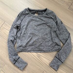 Adidas Heather Gray cropped open back Long Sleeve Women's Top